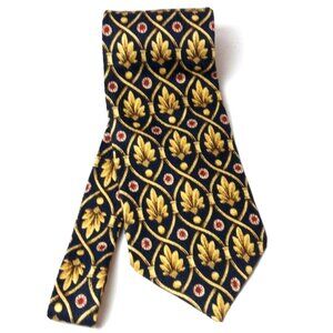 Isaac Zelcer Italy 100% Silk Mens Necktie Blue Gold